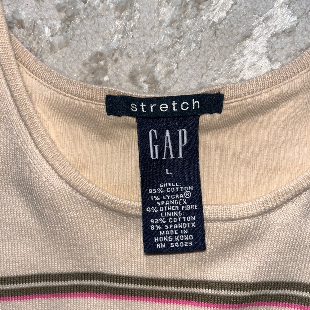GAP Multicolor Striped Stretch Top woman’s size large - Picture 2 of 3
